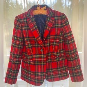 Like New! Talbots Red Plaid Tartan Blazer Size 2